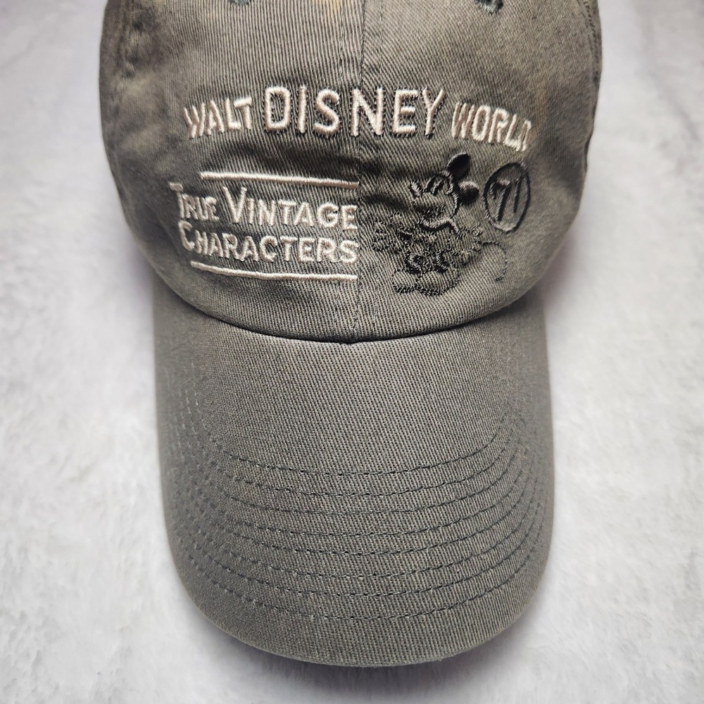 Walt Disney World True Vintage Mickey Mouse Hat Olive Green Distressed Grunge